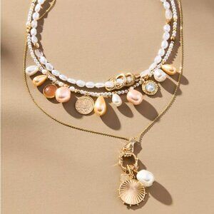 Shades of Sea Layered Necklaces: Charm Edition 14k gold plated